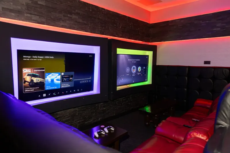 A leisure room with ambient lighting